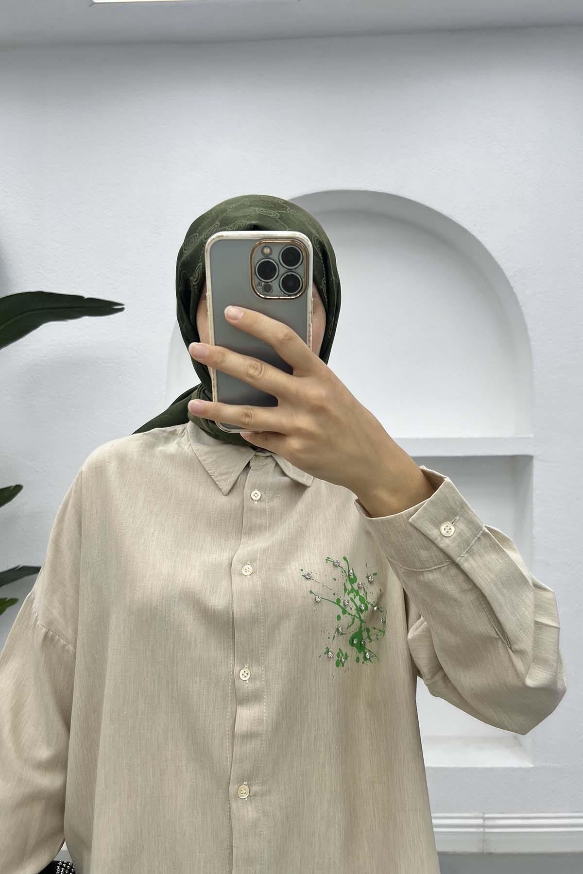 Stone Patterned Shirt Green