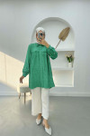 Stoned Ruffle Seersucker Tunic Benetton Green