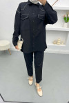 Stoned Denim Suit Black