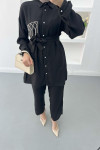 Stone Belted Suit Black