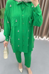 Stoned Trouser Suit Green