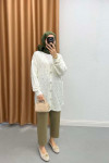 Stone Knitted Cardigan Ecru