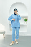 Single Pocket Trouser Suit Blue