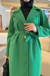 Single Button Belted Cashmere Coat Benetton Green