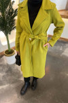 Single Button Belted Cashmere Coat Oil Green