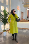 Single Button Belted Cashmere Coat Oil Green