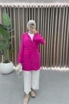 Linen Kimono Fuchsia with Buckle Detail