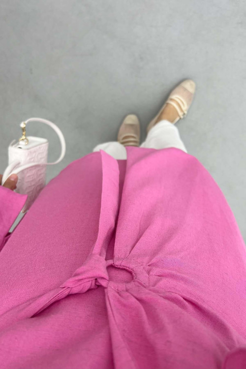 Linen Kimono Pink with Buckle Detail