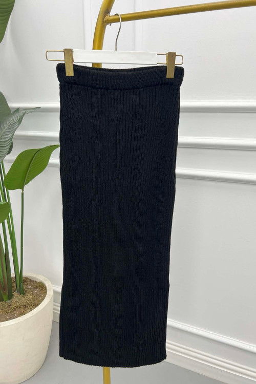 Knitted Pencil Skirt Black