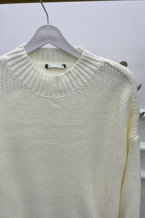 Knitwear Shoulder Buttoned Sweater White