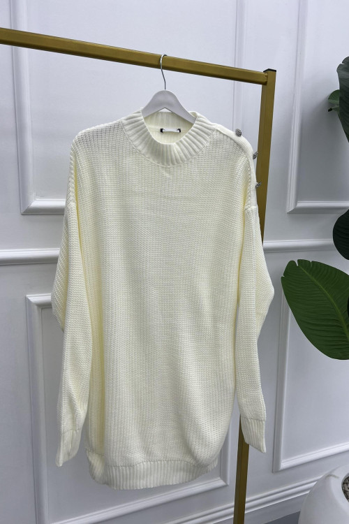 Knitwear Shoulder Buttoned Sweater White