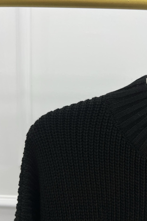 Knitwear Shoulder Buttoned Sweater Black