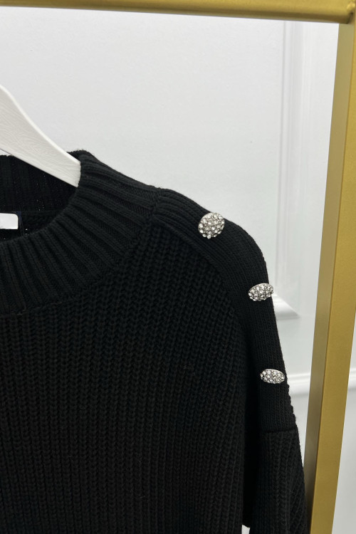 Knitwear Shoulder Buttoned Sweater Black