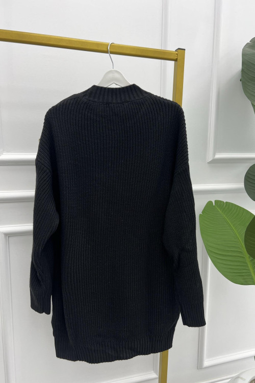 Knitwear Shoulder Buttoned Sweater Black