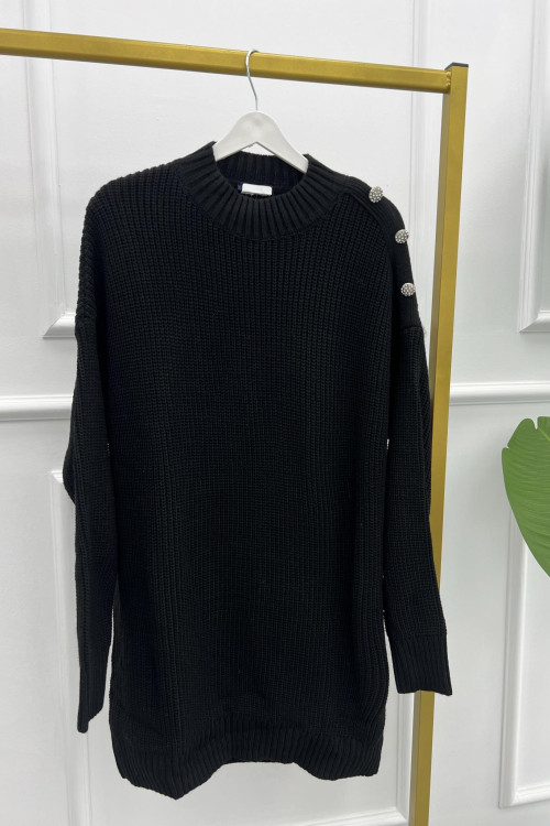 Knitwear Shoulder Buttoned Sweater Black