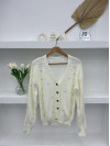 Knitwear Stone Buttoned Cardigan White