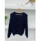 Knitwear Stoned Buttoned Cardigan Navy Blue