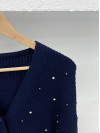 Knitwear Stoned Buttoned Cardigan Navy Blue