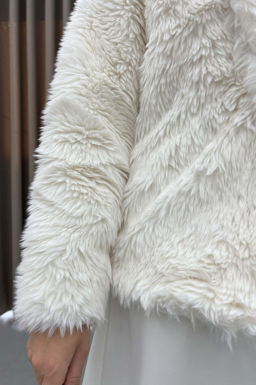 Furry Plush Coat White