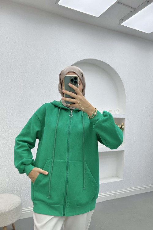 Three Thread Hooded Sweatshirt Benetton Green