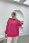 Three Thread Hooded Sweatshirt Fuchsia