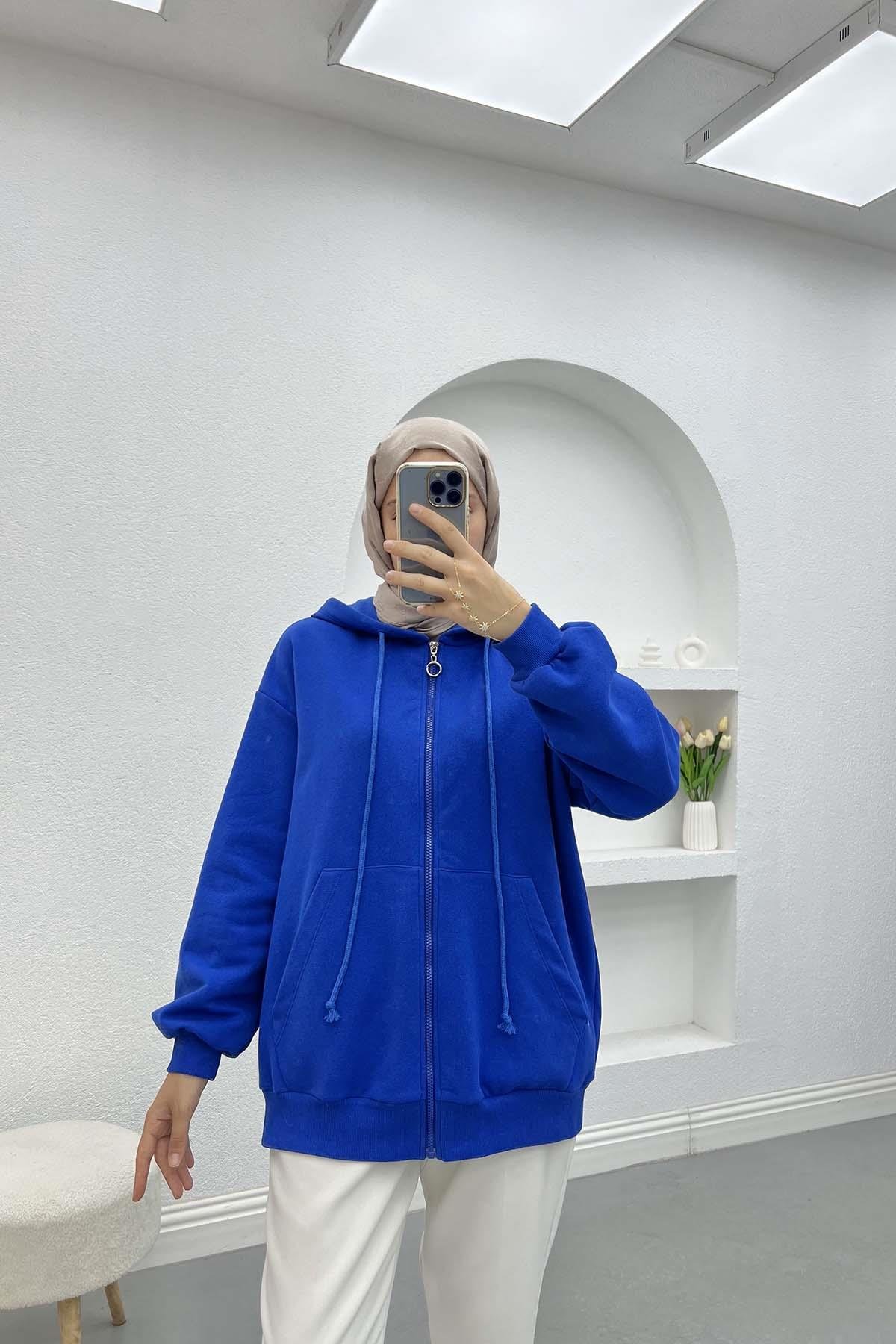 Three Thread Hooded Sweatshirt Saxe Blue