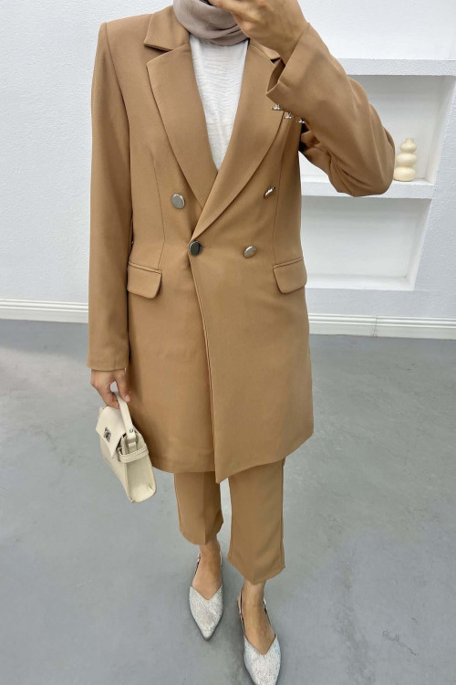 Long Jacket Suit Milky Coffee