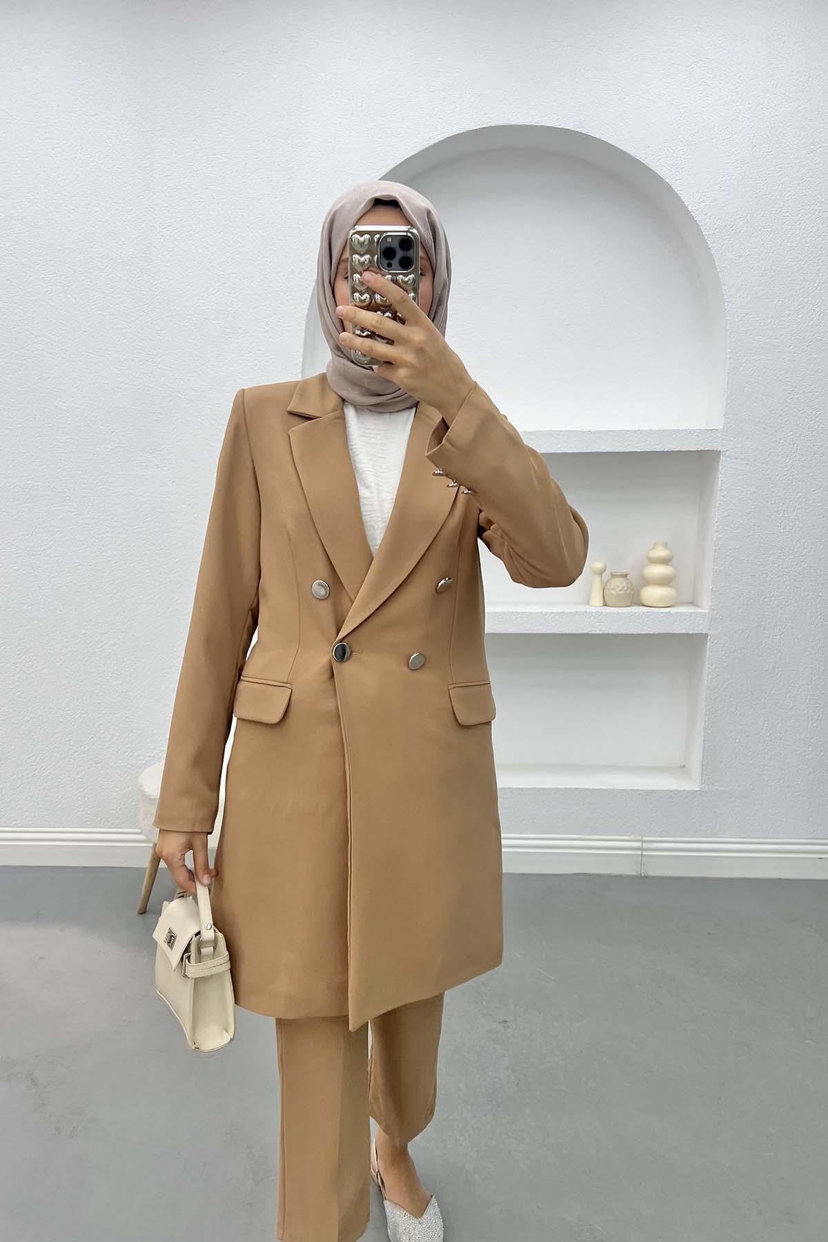 Long Jacket Suit Milky Coffee