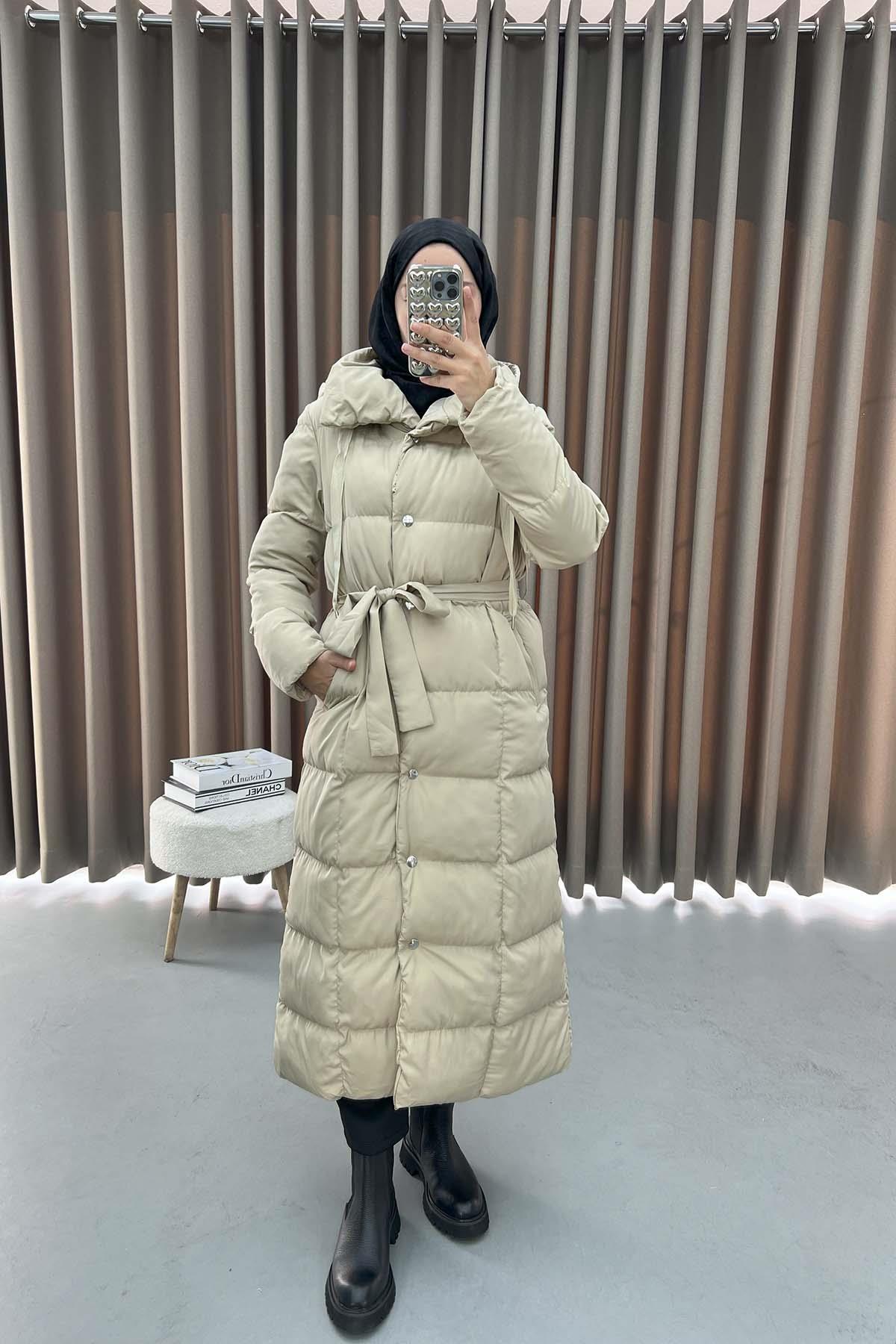 Long Puffer Jacket Beige