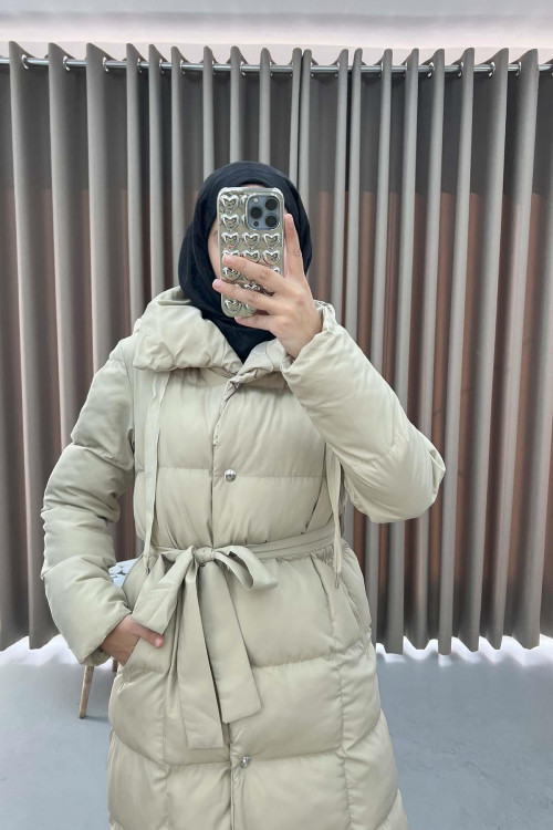 Long Puffer Jacket Beige