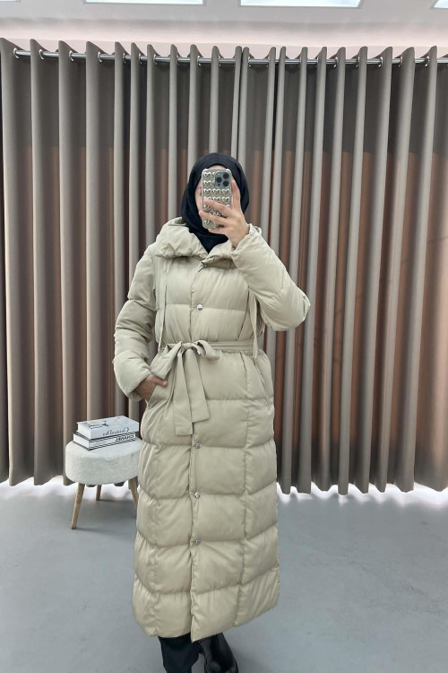 Long Puffer Jacket Beige