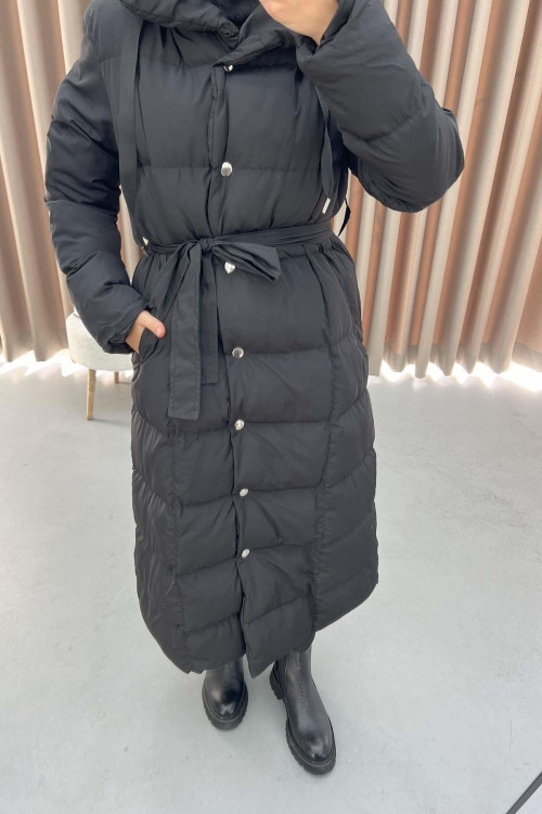 Long Puffer Jacket Black