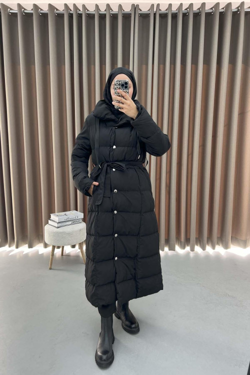 Long Puffer Jacket Black