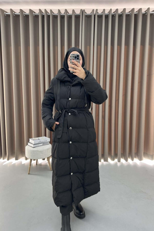 Long Puffer Jacket Black