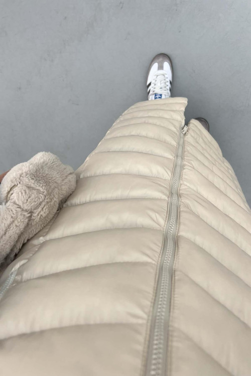 Long Puffer Vest Beige