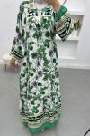 V Neck Floral Dress Green