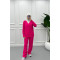 V Neck Trouser Suit Fuchsia