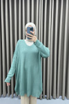 V Neck Tunic Aqua Green