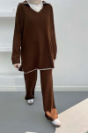 V-Neck Knitwear Suit Bitter Brown