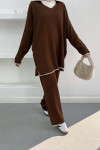 V-Neck Knitwear Suit Bitter Brown