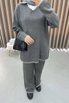 V-Neck Knitwear Suit Dark-Grey