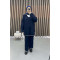 V-Neck Knitwear Suit Navy Blue