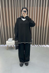 V-Neck Knitwear Suit Black