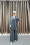 Viral Shiny Kimono Set Gray