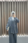 Viral Shiny Kimono Set Gray