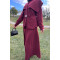 Collar Detailed Belted Skirt Suit Claret Red