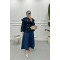 Collar Detailed Trench Coat Navy Blue