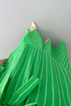 Striped Dress with Button Collar Green