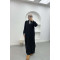 Button-down Collar Knit Dress Black