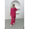 Button-down Collar Knitwear Suit Fuchsia